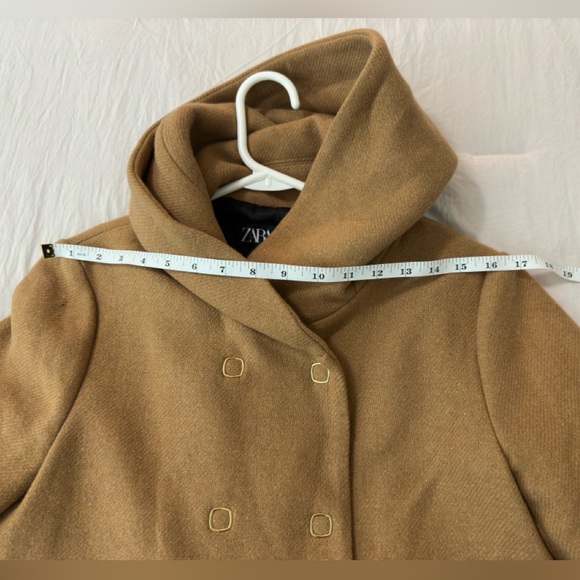 Wraparound Zara collar coat, camel color, size M - Picture 6 of 7